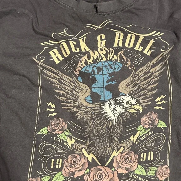 Rock & Roll Graphic Crop Top - Black - Picture 4 of 5